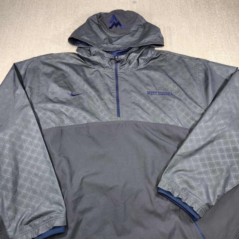 WVU Mountaineers Jacket Men XXL Nike 1/4 Zip Pullover Gray Dri Fit Football NCAA